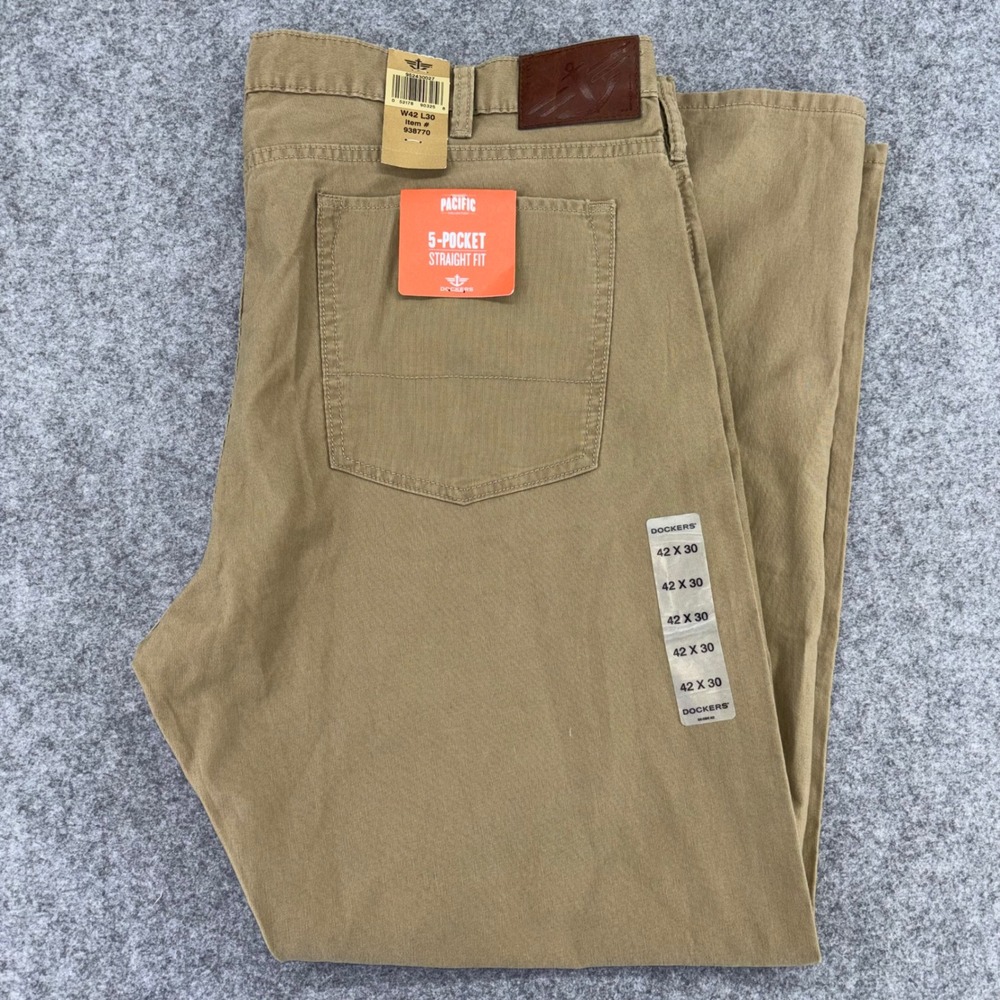 Dockers Mens Pacific Collection 5-Pocket Straight Fit Khaki Pants 42x30 938770